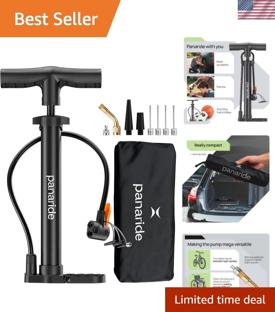 Bike Pump Floor, Advanced Bike Tire Inflator, Bicycle Hand Air Pump with Dual...