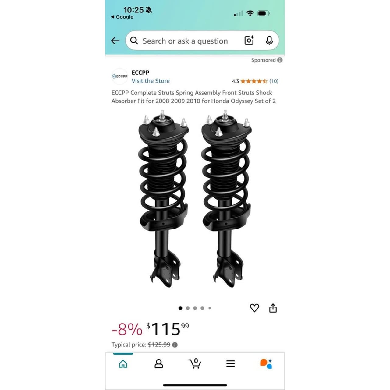 ECCPP Complete Struts Spring Assembly Front Struts Shock Absorber Fit for 2008