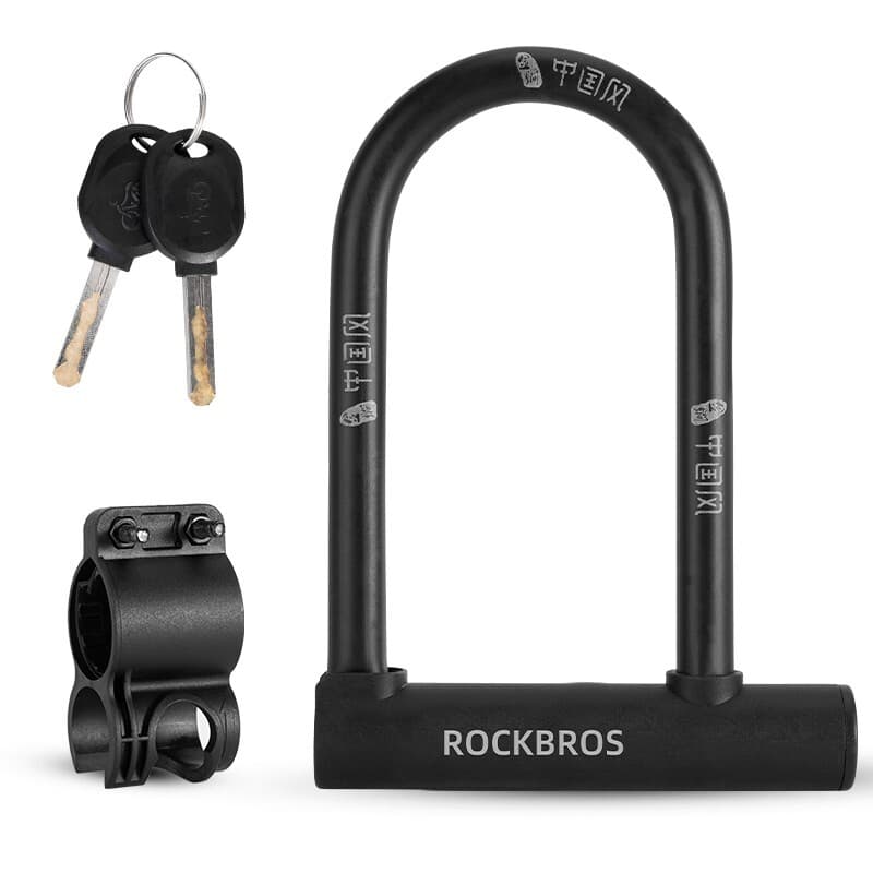 ROCKBROS 7"x5.1" Cycling U-lock Steel Carbon Bicycle Lock with Bracket 2 Keys US