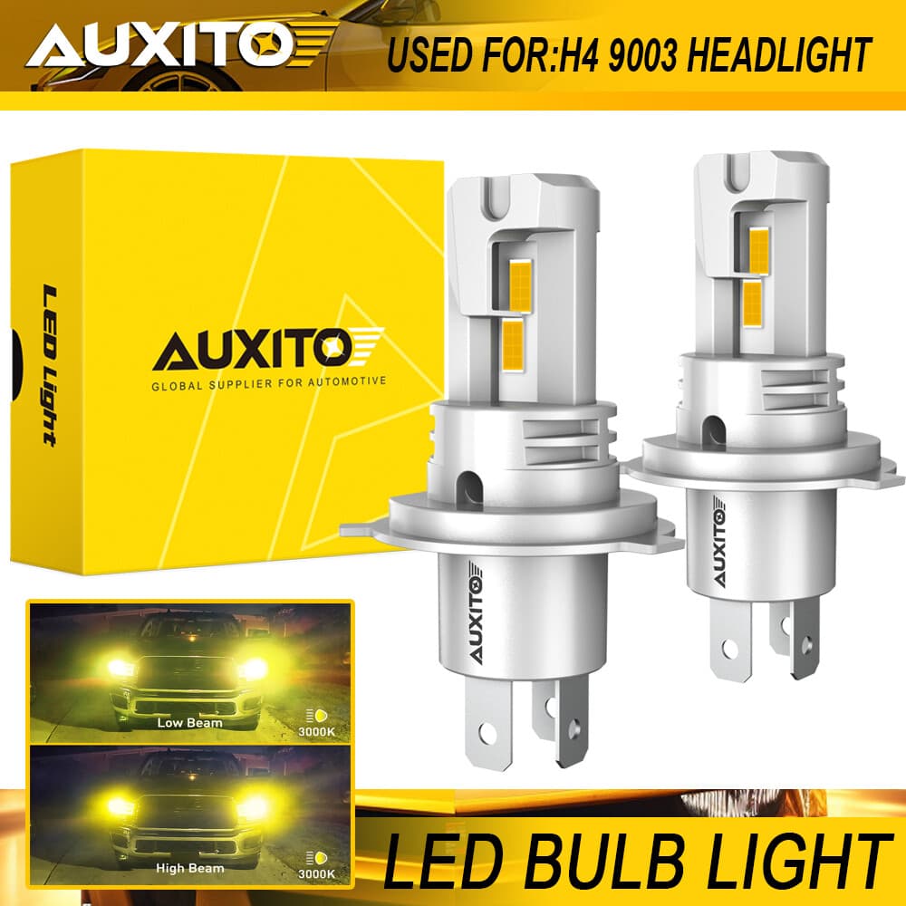 AUXITO 9003 H4 LED Headlight Bulbs Kit High Low Beam Amber Yellow 3000K Lamp 2x