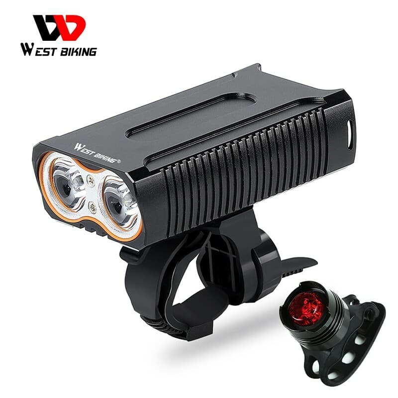 WEST BIKING 2400 Lumens Bicycle Head Light USB Rechargeable Bike Tail Light Set