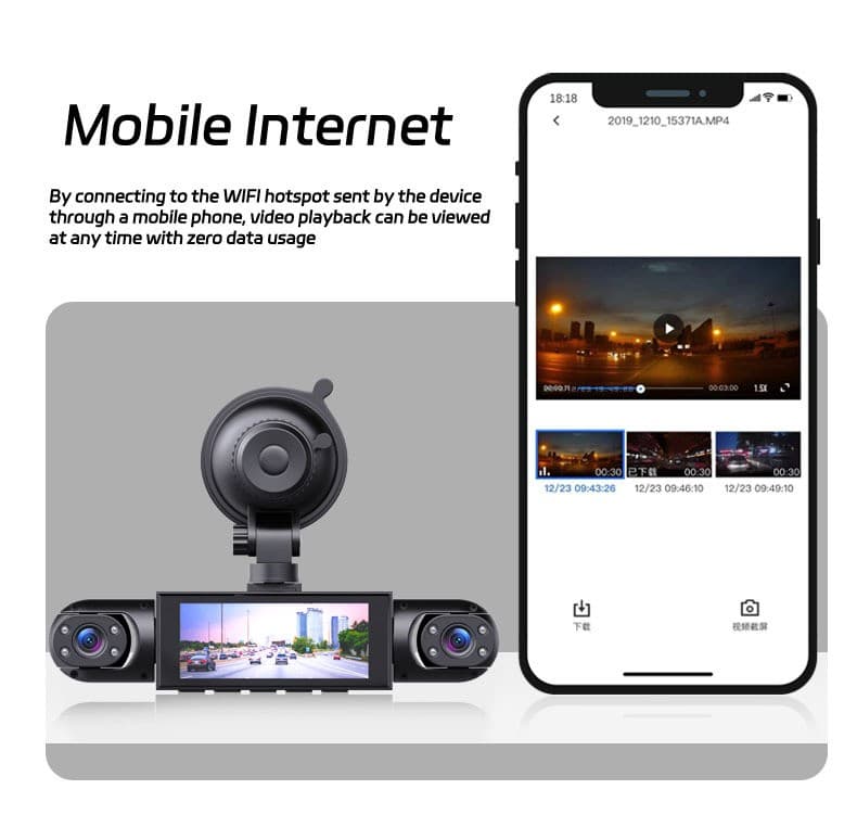 360° 4 Channel 1080P HD Car Dash Cam Front and Rear Left Right Camera +64G Card