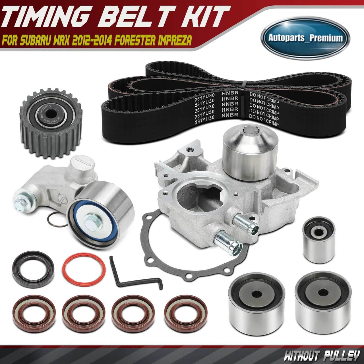 12x Timing Belt Kit w/ Water Pump for Subaru Forester 2008-2013 Impreza WRX 2.5L
