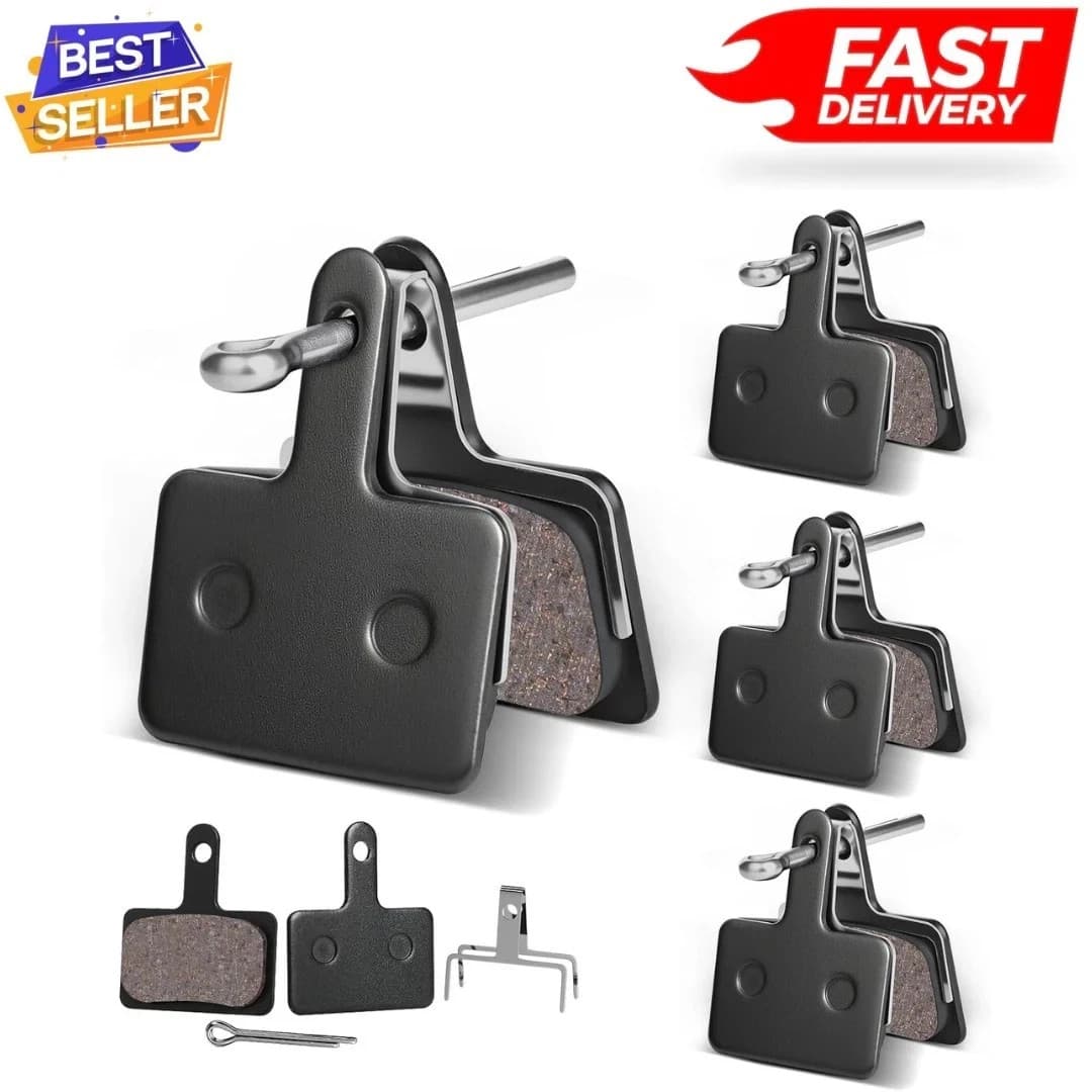 4 Pairs MTB Disc Brake Pads Resin & Semi-Metallic Quiet W/ Install Kit E-Bike