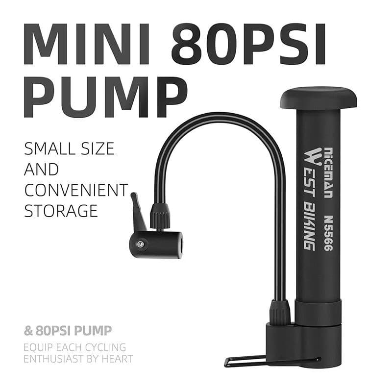 80 PSI Mini Bike Pump – Portable Manual Air Inflator for MTB & Tires