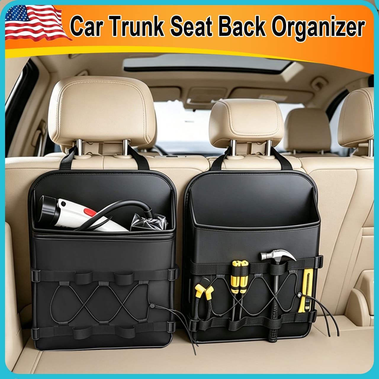Car Auto Seat Back Multi-Pocket Storage Bag Organizer Holder Travel Hanger