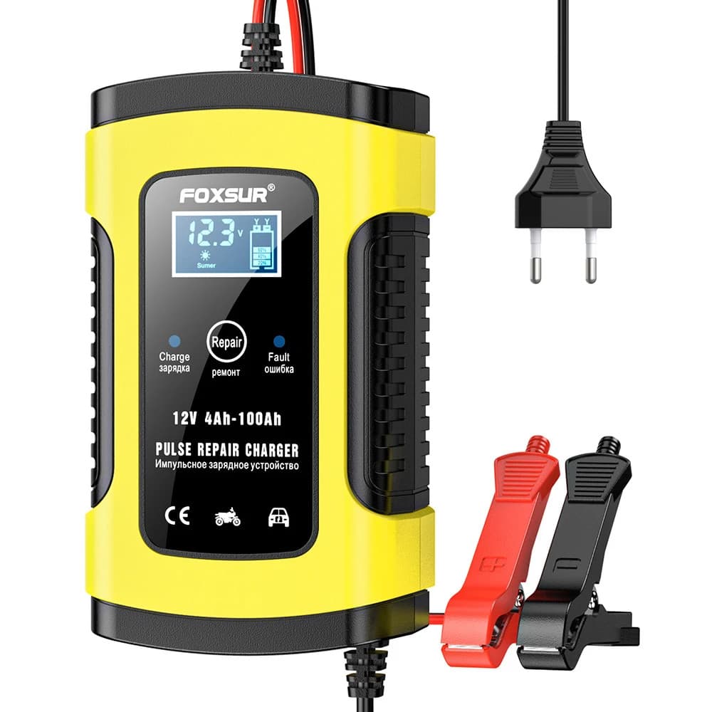 Foxsur Automatic Car Battery Charger 12V 5A Smart Fast Charging - EU Plug