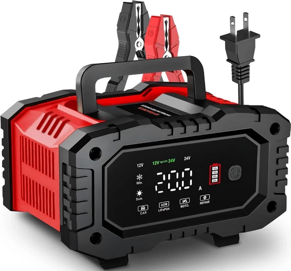 Cargador Baterias De Auto 20-Amp Car Battery Charger, 12V/20A and 24V/10A