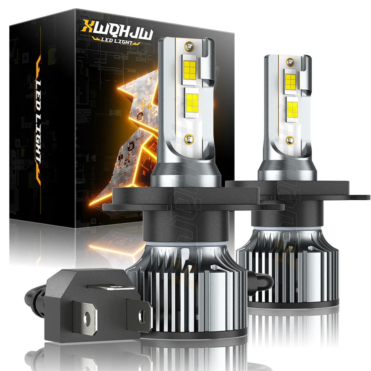 Pair CSP H4 9003 LED Headlight Bulbs High Low Beam Conversion Kits 6000K white