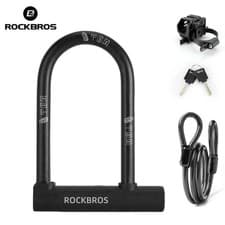 ROCKBROS Bike U Lock with 4 ft Cable Heavy Duty Anti Theft with 2 Keys & Bracket