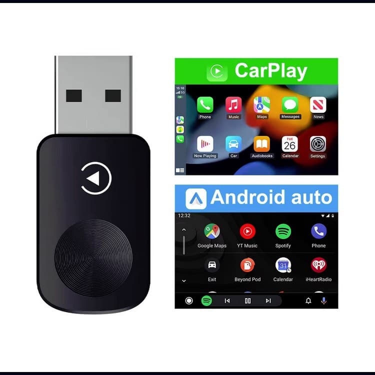 2-in-1 Wireless Wifi Navigation GPS for iPhone CarPlay Android Auto USB Adapter