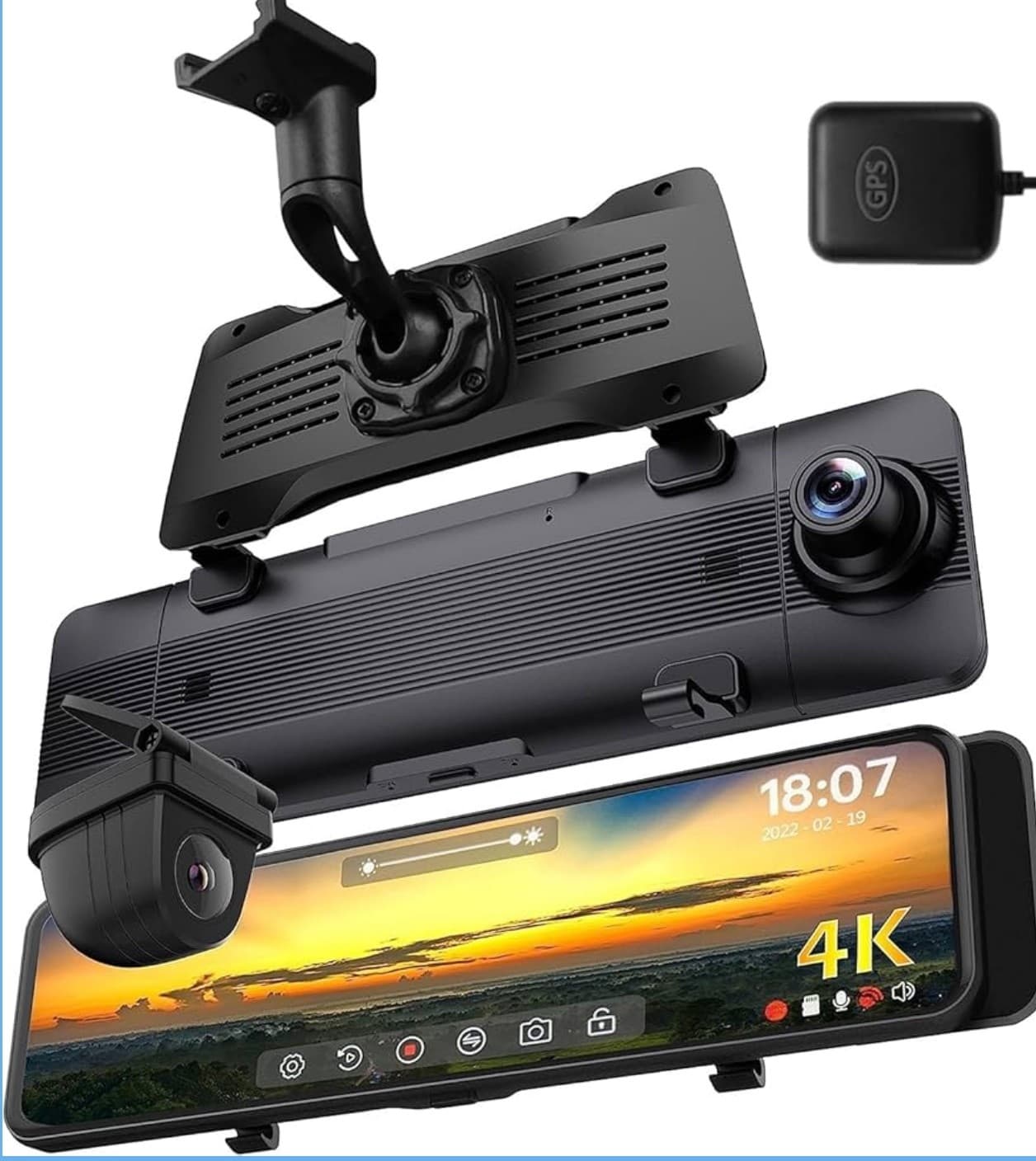 Mirror Dash Cam Front and Rear OEM Design 4K Resolution 11 Inch Full Touch Sc...