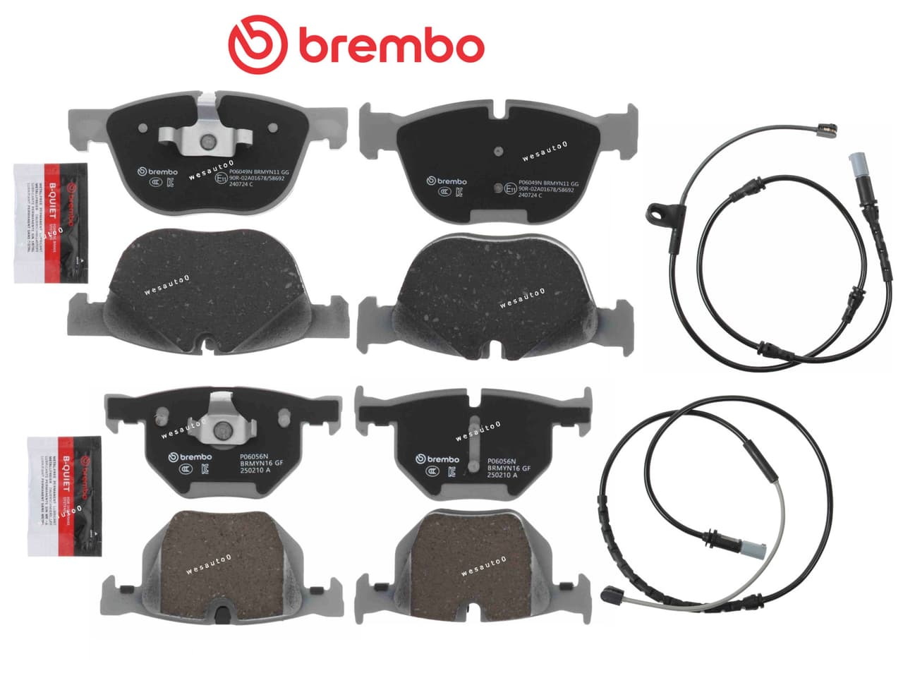 Brembo Front Brake Pads & Rear Brake Pad Set Ceramic + Sensor OES for BMW X5 X6