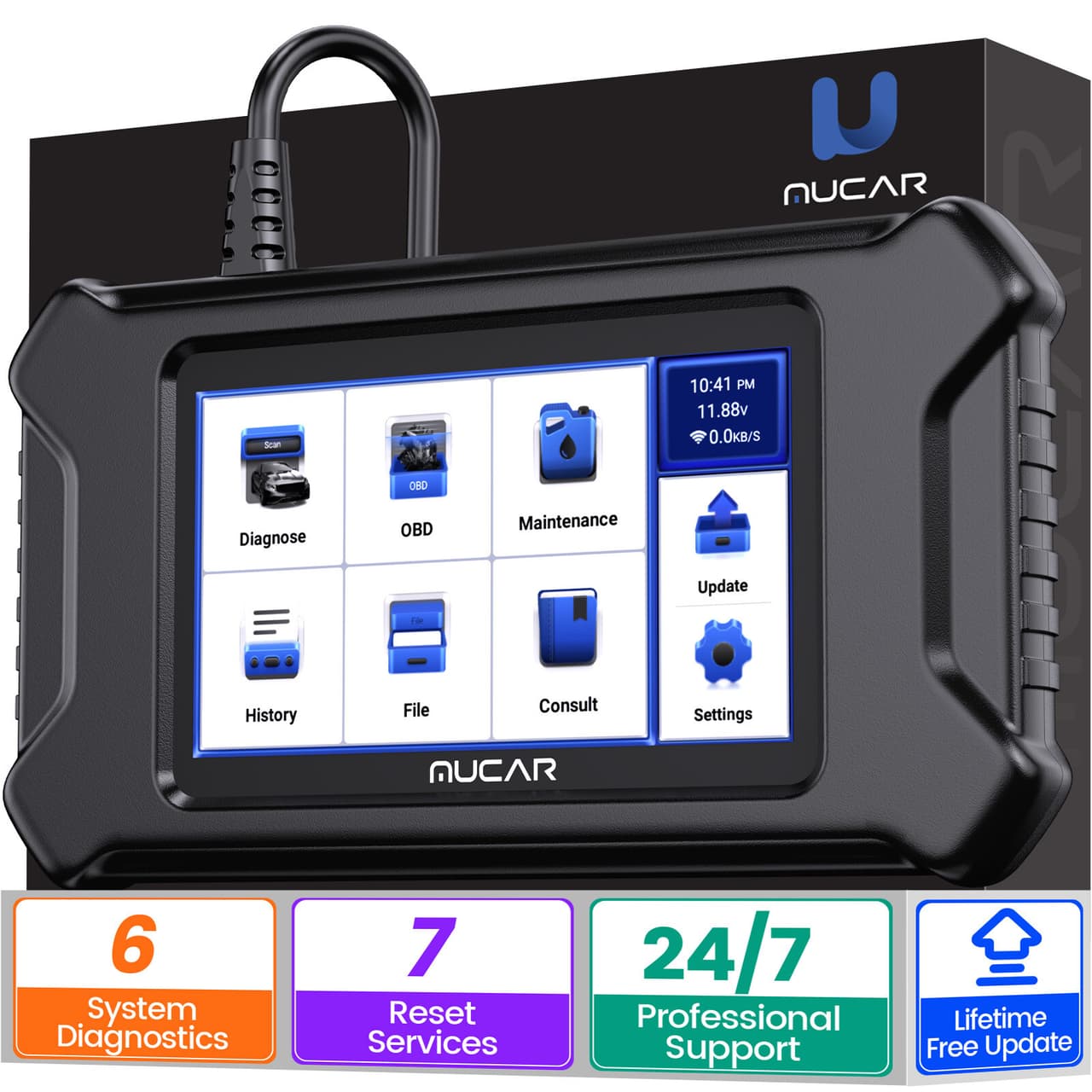 2026 MUCAR CS6 OBD2 Scanner Engine ABS SRS Code Reader Car Diagnostic Tool Oil