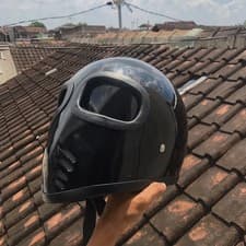 Custom Retro Motorcycle Helmet Alien Plain Full Black New Full Face Helmet