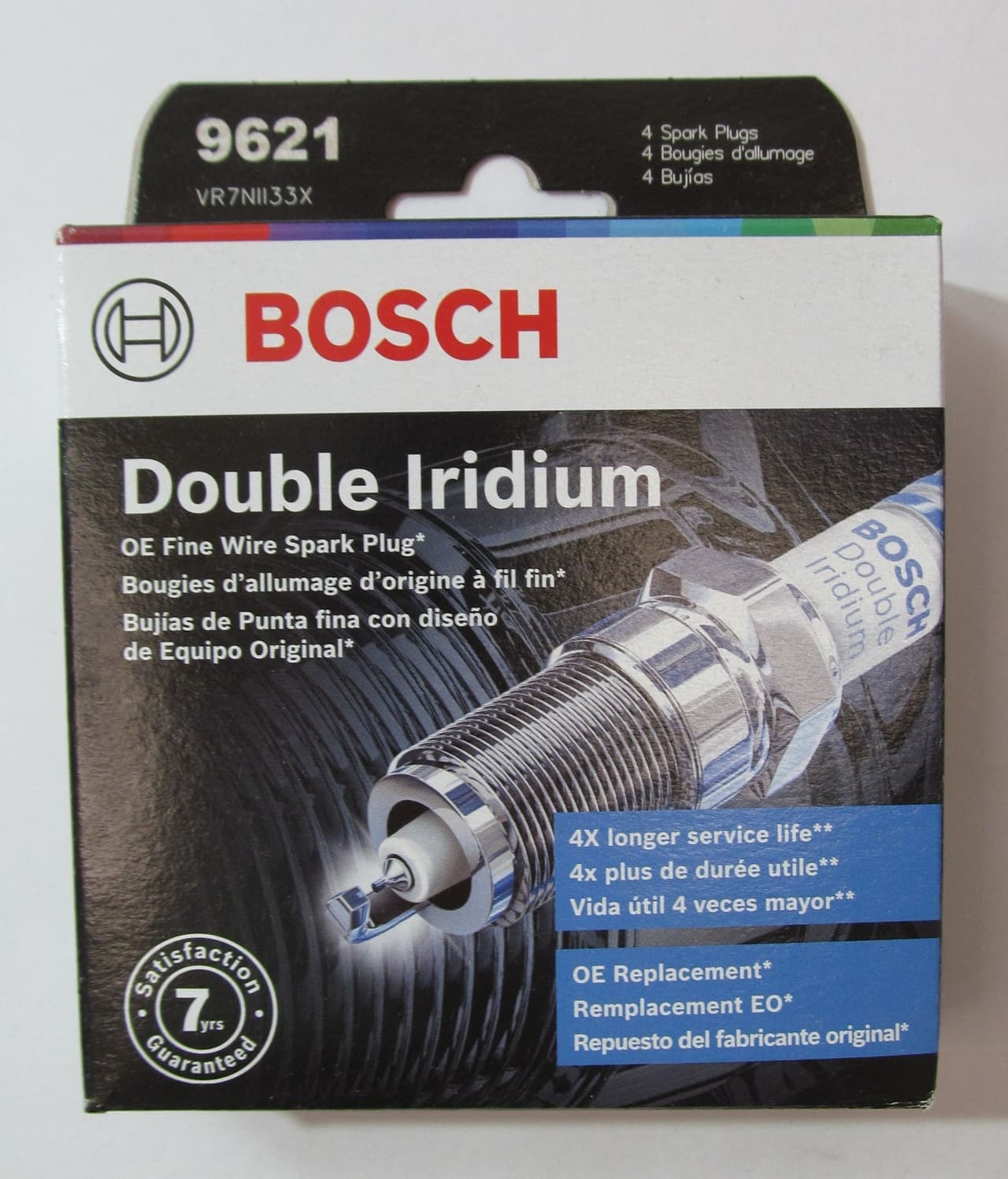 NEW SET OF 4 BOSCH 9621 VR7NII33X DOUBLE IRIDIUM OE FINE WIRE SPARK PLUGS