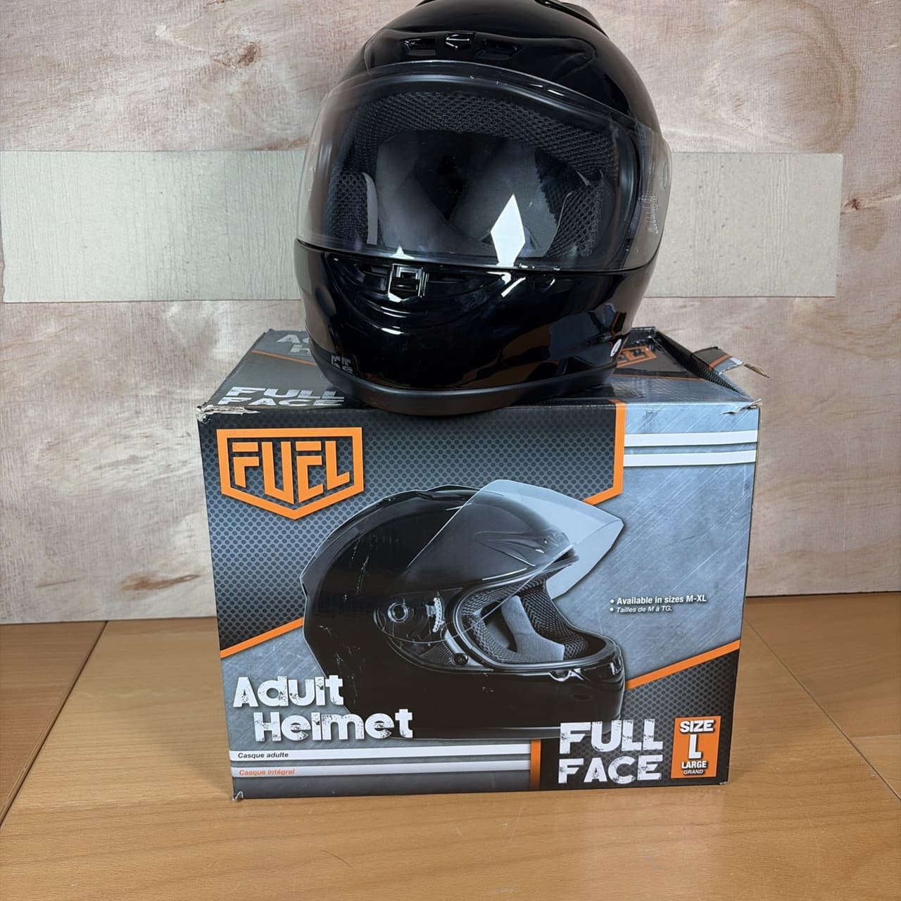 FUEL Adult Full-Face Motorcycle Helmet DOT Approved Gloss Black, Large