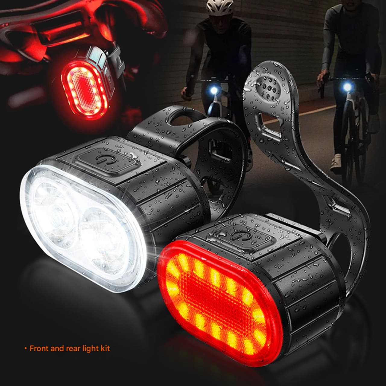 2 Set USB Rechargeable LED Bicycle Headlight Bike Front Rear Lamp Cycling Light