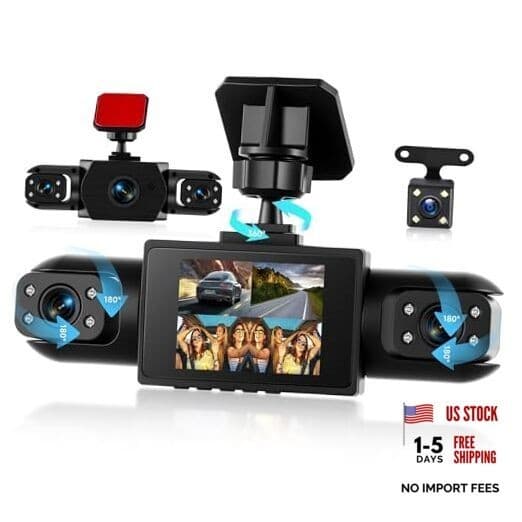 360Â° 4 Channel 1080P HD Car Dash Cam Front and Rear Inside Left Right + Camera