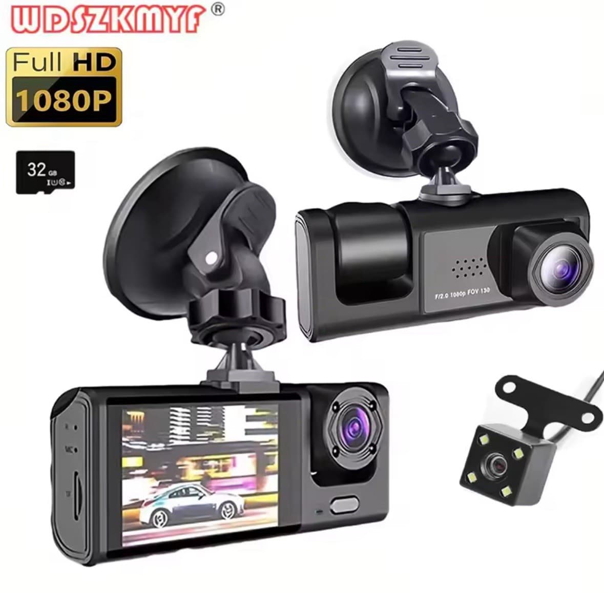 2in Recorder DVR 1080P 3 Lens Night Vision Front And Rear Dash Cam Car Camera
