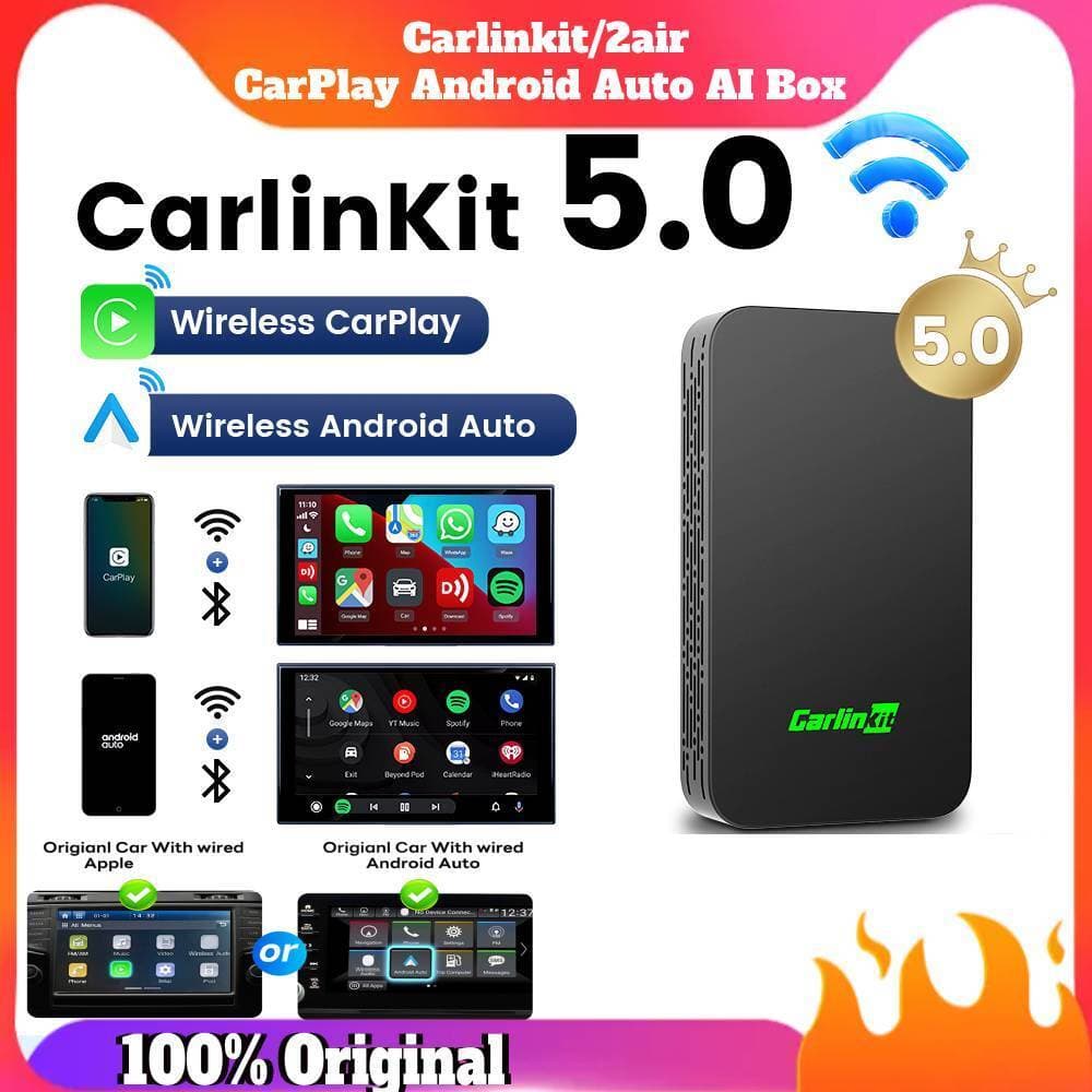 CarlinKit 5.0 2Air Car wired to Wireless CarPlay Android Auto Plug&Play Adapter