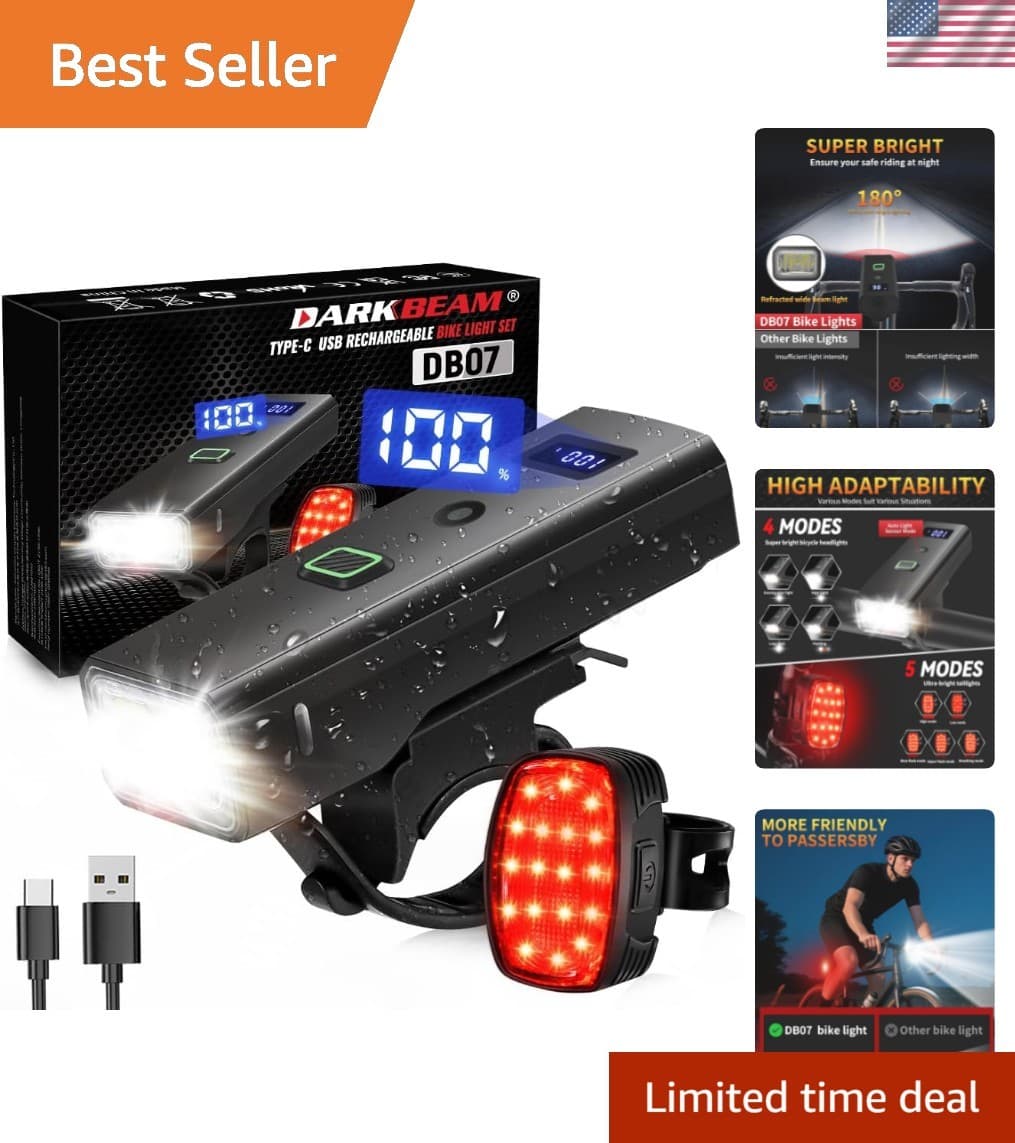 Bike Lights for Night Riding, USB-C Rechargeable Bicycle Lights Set, Super Br...
