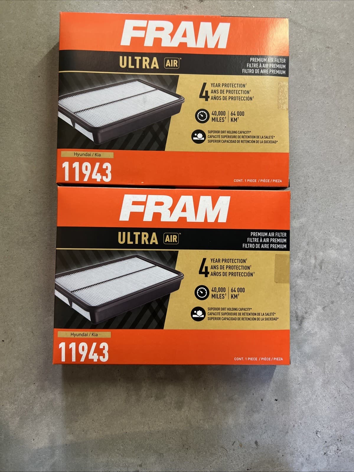 2 Pack Fram Premium Ultra Air Engine Air Filter 11943 For Hyundai And Kia