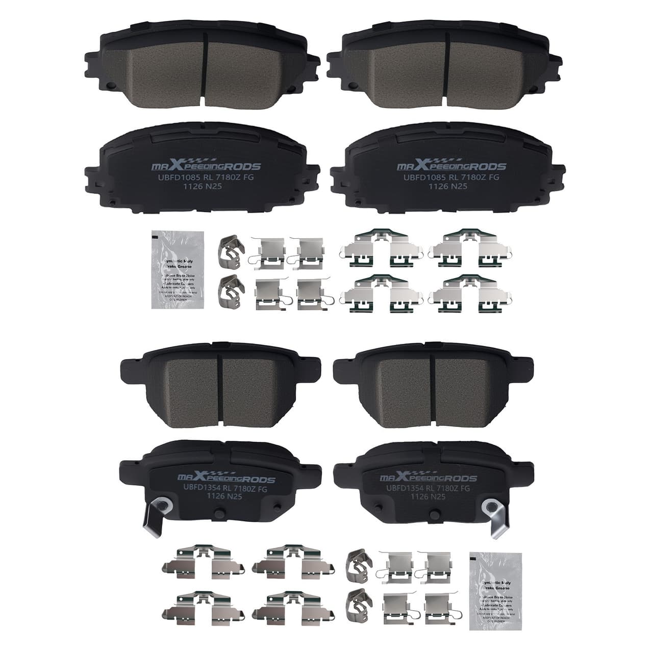 Brake Pads Set Front Rear for Toyota Prius 2010-2020 Ceramic P1184 P1354