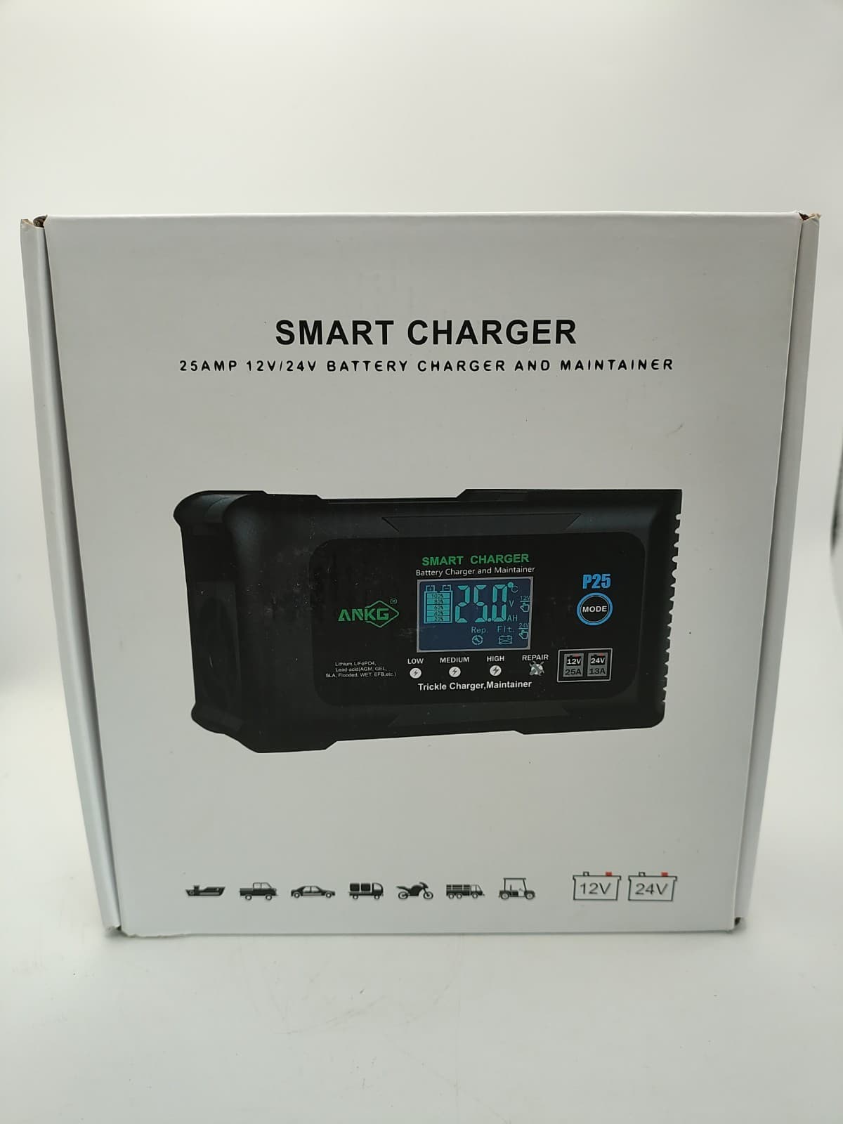 Battery Charger 12V 24V 25Amp Golf Cart Smart Charger Smart Car Battery Trickle