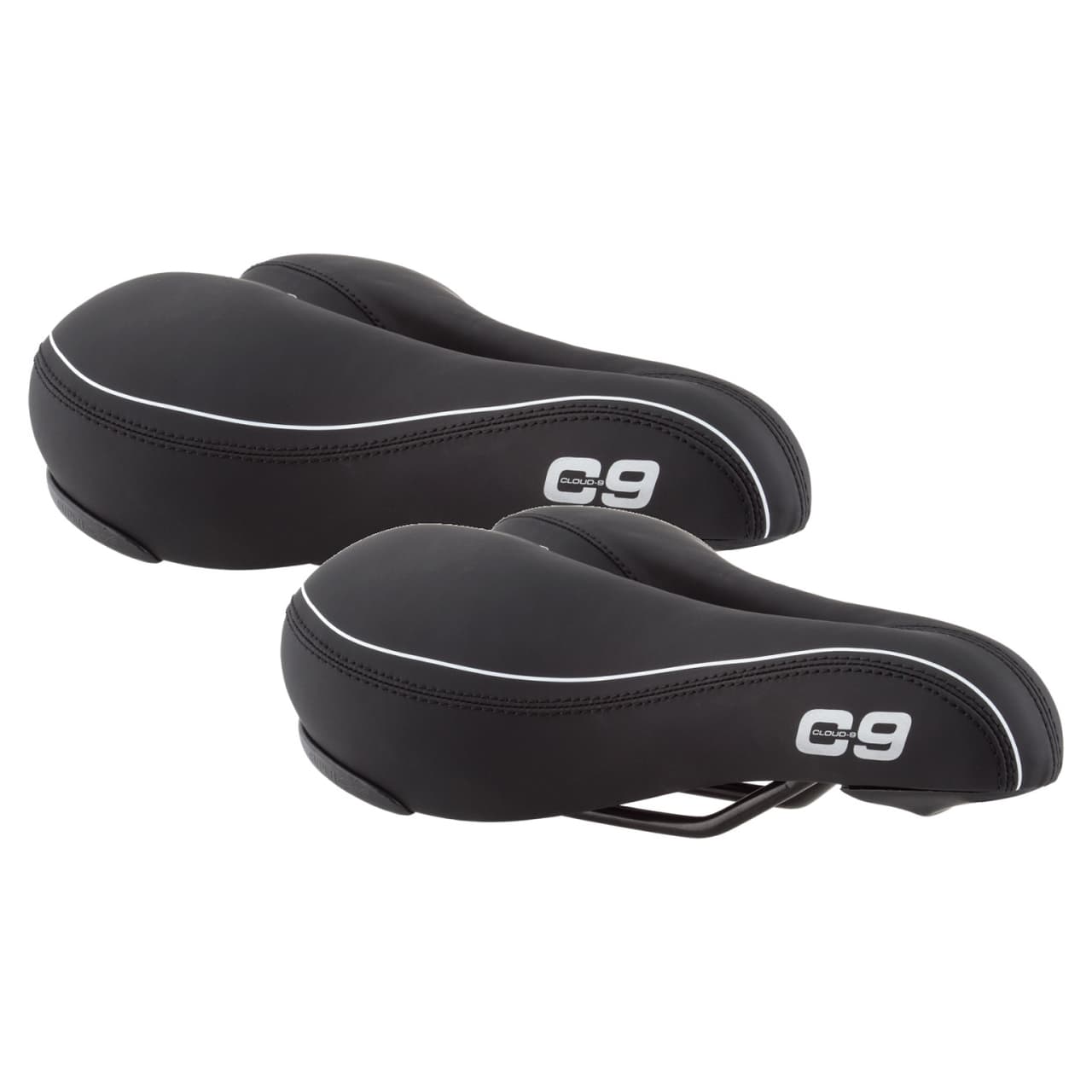Cloud-9 Unisex Comfort Bicycle Seat Bundle - Vented Vinyl, Steel Rails, Soft