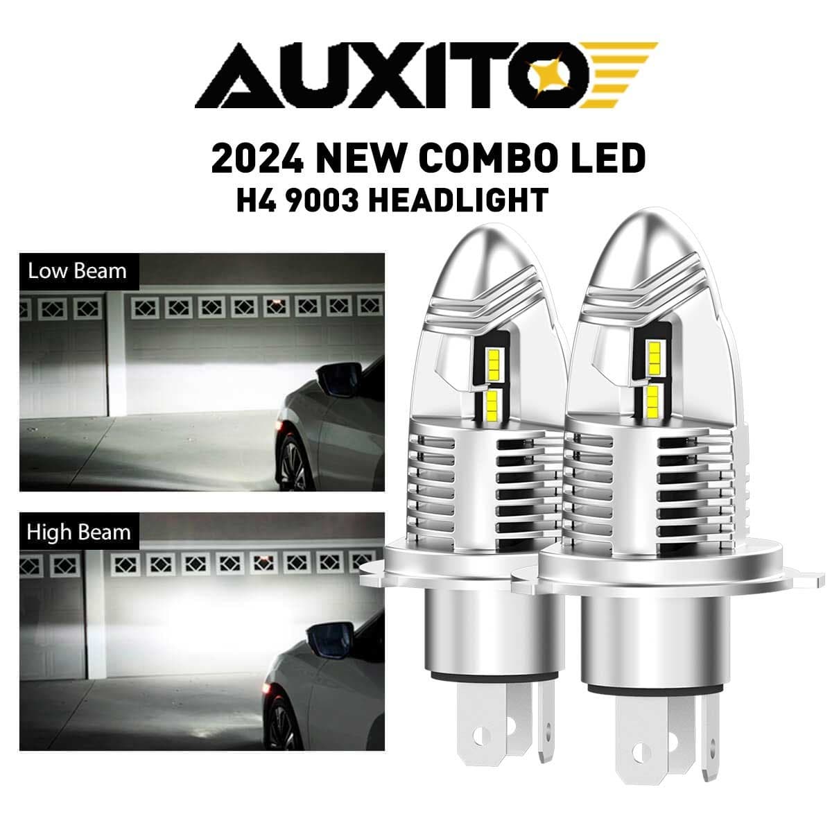 AUXITO 9003 H4 LED HeadLight High Low Beam Bulbs 6000K 20000LM 5~Times Brighter