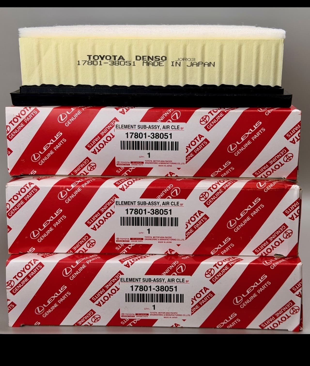 2010-2024 Toyota Genuine OEM Engine Air Filter 17801-38051 . Set x  of 3pcs