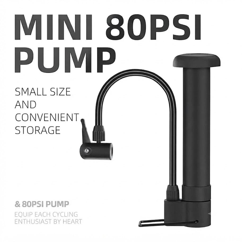 80 PSI Mini Bike Pump – Portable Manual Air Inflator for MTB & Tires