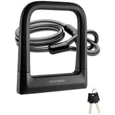 ROCKBROS Bike U-Lock with 4Ft Cable,Bicycle Security Lock Heavy Duty Anti-Theft