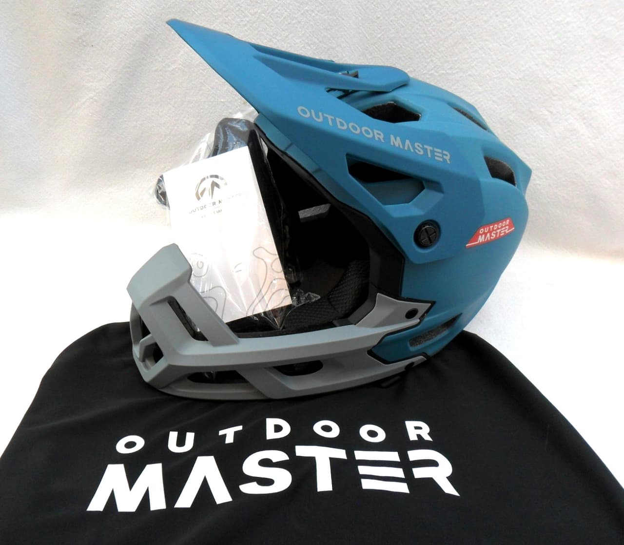 NEW OUTDOOR MASTER RHINO FULL FACE MTB MOUNTAIN BIKE BMX HELMET AZUR BLUE SIze M
