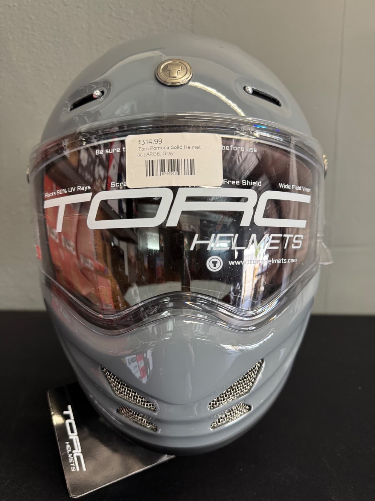 TORC Pomona Motorcycle Helmet XL Gloss Gray Full Face DOT ECE
