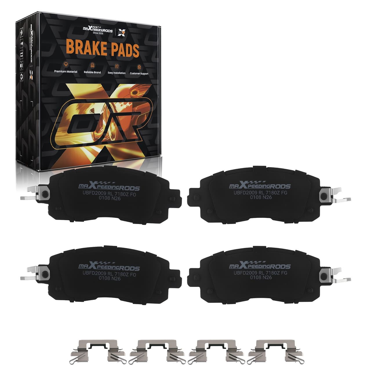 Front Ceramic Brake Pads Set for Nissan Altima 2013-2025 Leaf 2014-18 w/Hardware
