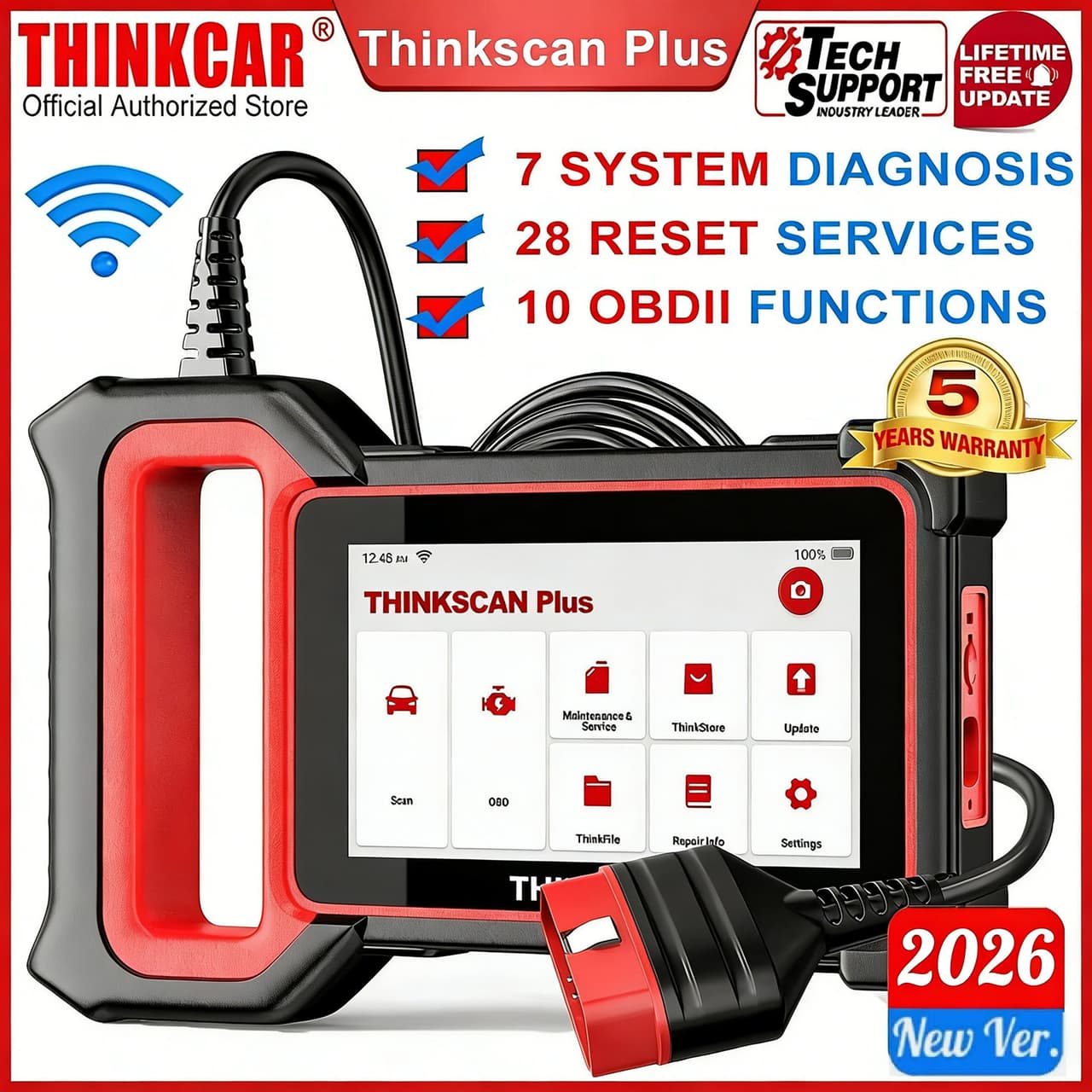 2026 Thinkscan Plus S7 Car OBD2 Scanner Auto Diagnostic Tool ABS SRS BCM IC AC