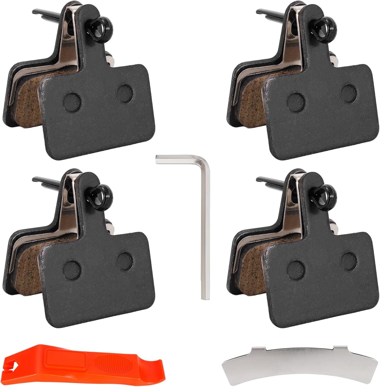 4 Pairs Metal Ebike Brake Pads Noise Free Disc Pads with Installation Tools