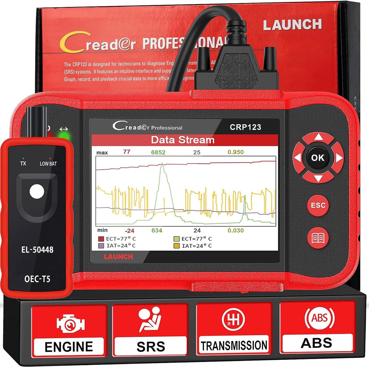 Check Engine OBD2 Scanner Transmission ABS SRS Code Reader Diagnostic Scan Tool