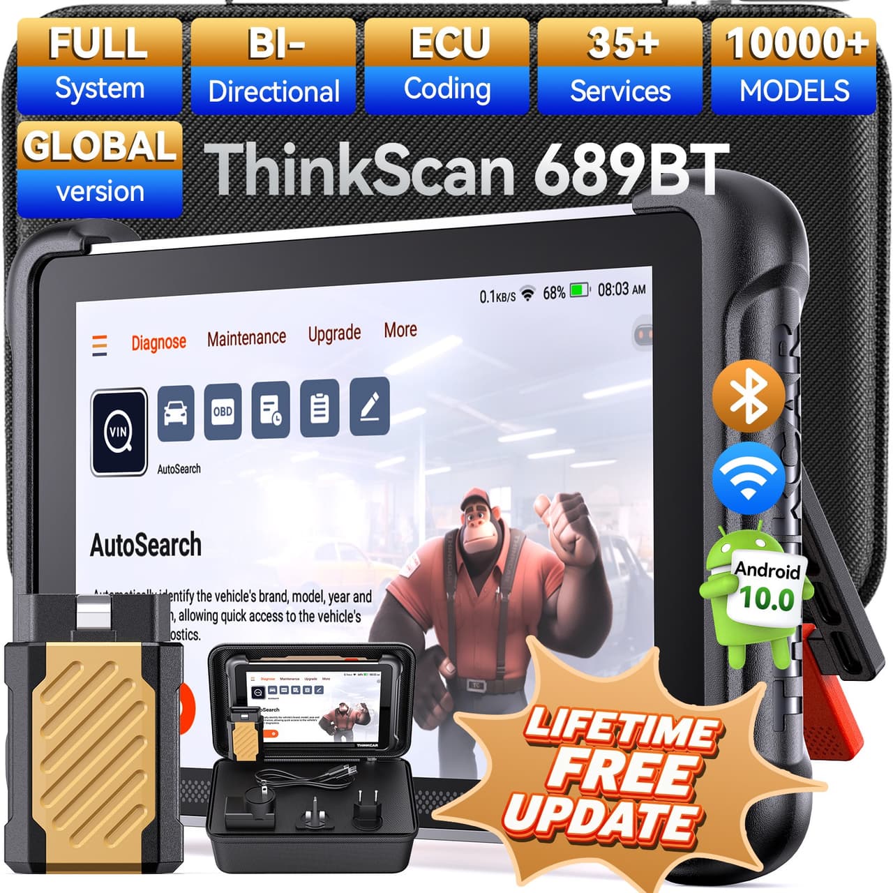 🔥Free lifetime updates ThinkScan 689BT Auto Diagnostic OBD2 Scanner 35+Service