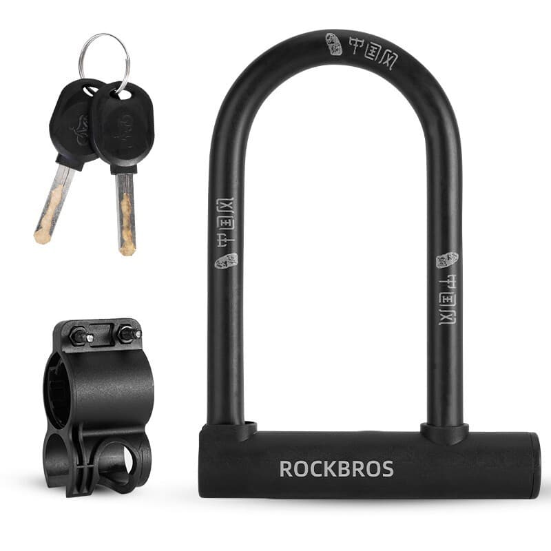 ROCKBROS Bicycle Mini U lock Steel Carbon Bike U Lock Anti Theft w/2 keys Lock