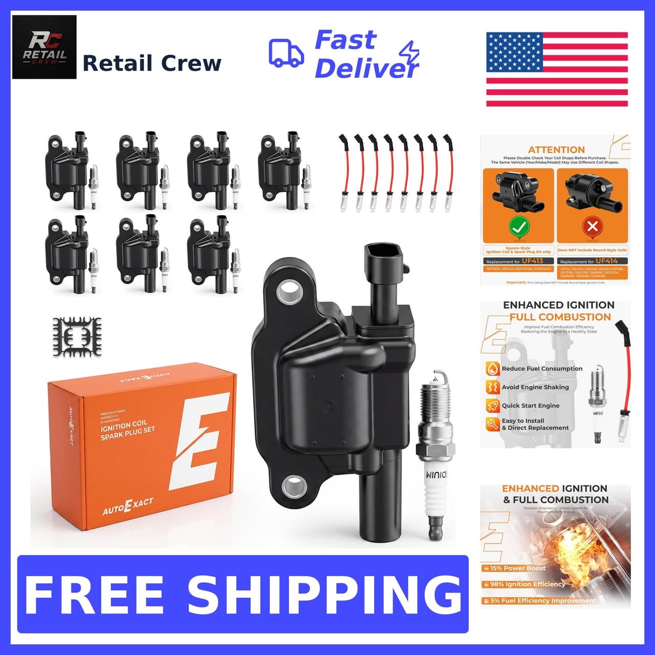 Ignition Coils and Iridium Spark Plugs and Wires Set Fit for Chevy Silverado ...