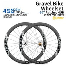 Carbon Fiber Gravel MTB Bicycle Wheelset 29 Inch 45MM Height 60T Ratchet