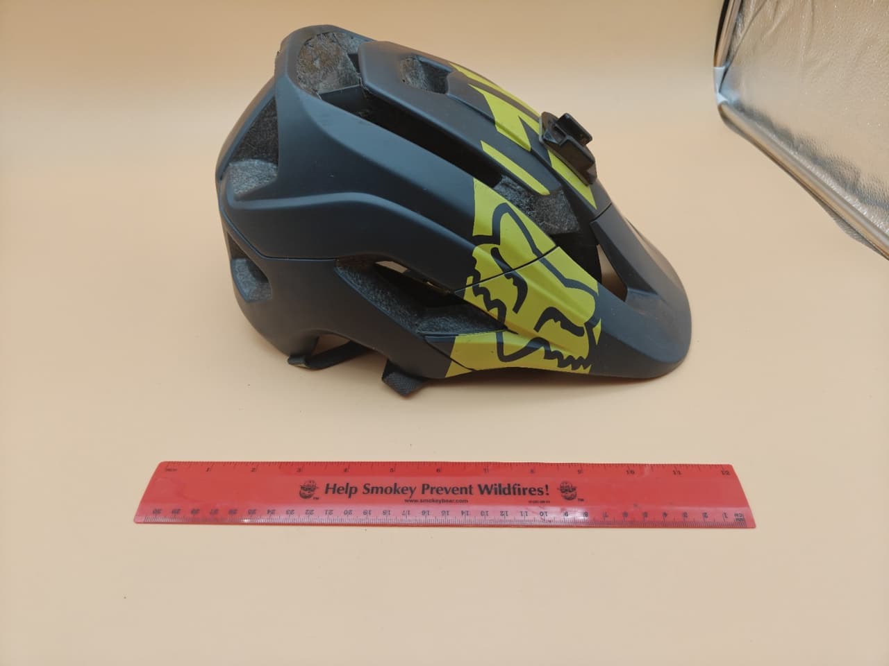 Fox Racing F-8 M/L 56-59cm MTB Bike Helmet Gray Yellow Visor Parts Repair