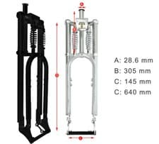 Adjustable 1-1/8" Bike Fork Dual Spring 26"-29" x 3.0 - 4.0 Fork with Disc Mount