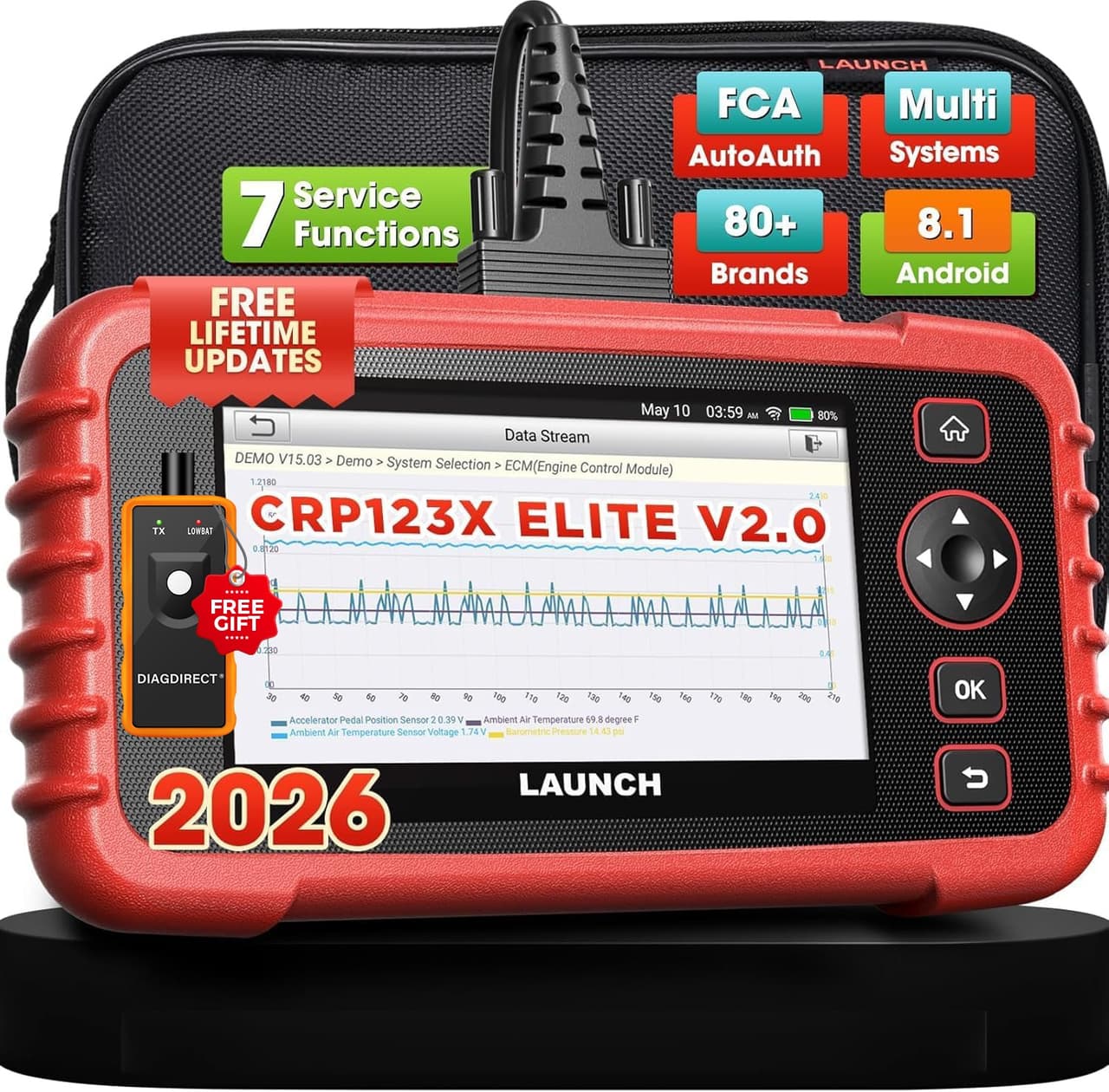 2026 CRP123X OBD2 Scanner Engine ABS SRS Code Reader Car Diagnostic Tool