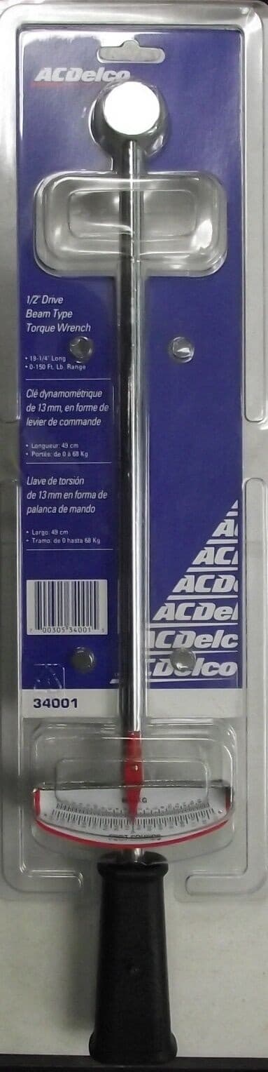 ACDelco 1/2" Drive Beam Torque Wrench 0 To 150 ft. lbs. 34001