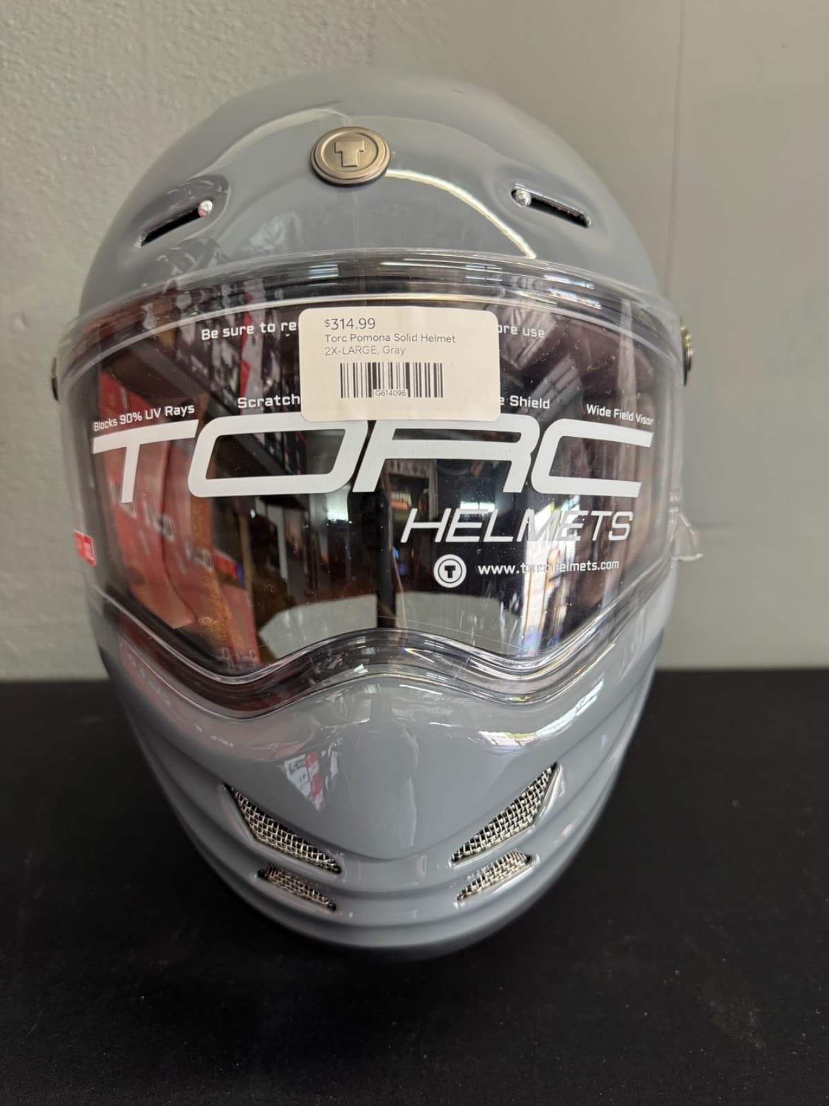 TORC Pomona Motorcycle Helmet 2XL Gloss Gray Full Face DOT ECE