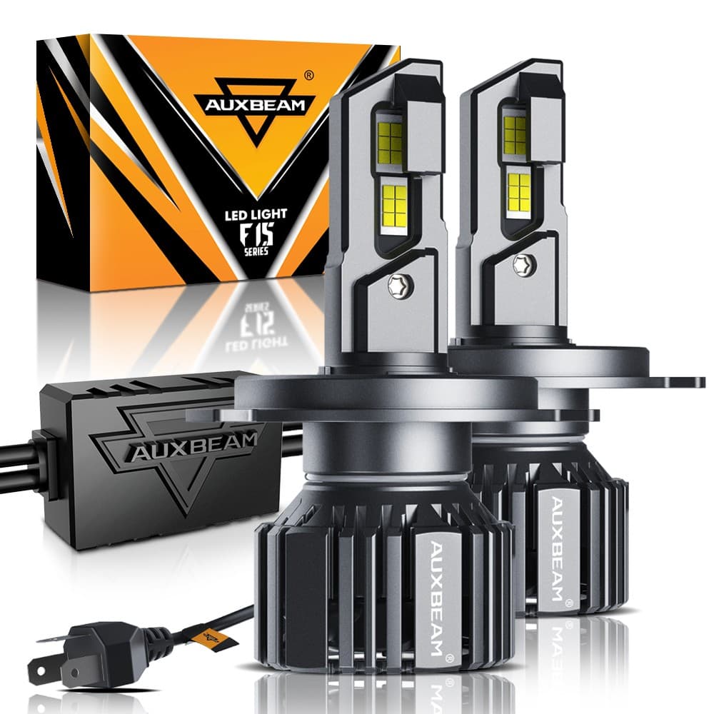 AUXBEAM 9003 H4 LED Headlight Bulbs Kit High-Low Beam 90W 28000LM 6500K White 2x